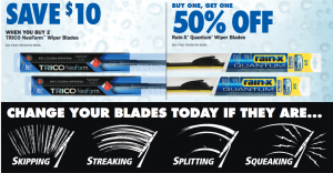 Wipers coupons, Save $10 or 50% off second wiper