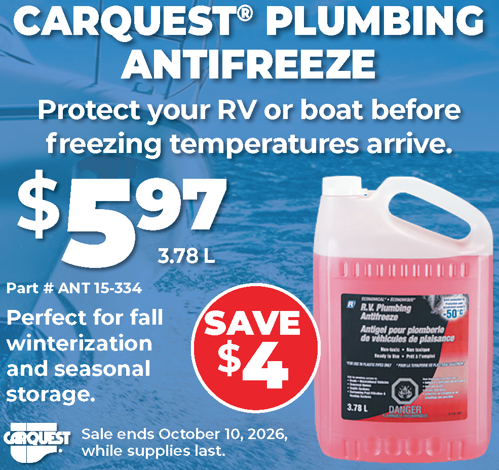 plumbing antifreeze sale at queen's auto in kingsville